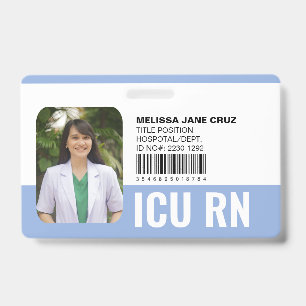 Tarjeta De Identificación Azul Personalizado Hospital Personal Médico Enferm