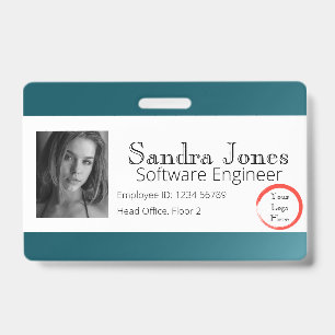 Tarjeta de identificación azul teñida (horizontal)