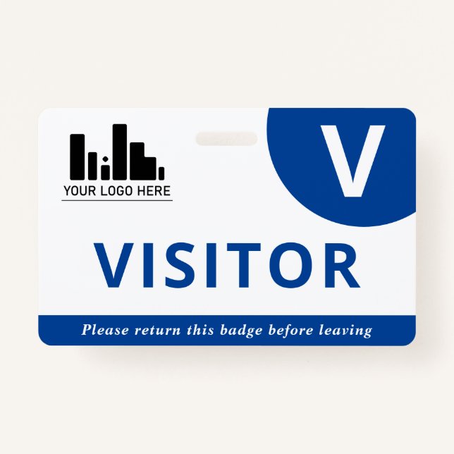 Tarjeta De Identificación Azul y blanco Visitante de logotipos (Anverso)
