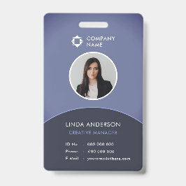 Tarjeta De Identificación Azul y Gris Compañía de Logotipo para Foto ID de E