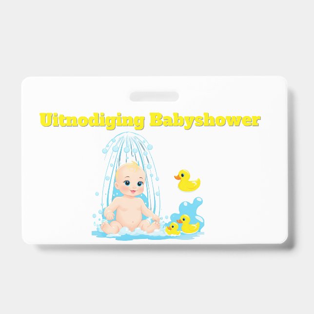 Tarjeta De Identificación Babyshower Uitnodiging Badge - Schattige Baby en E (Parte frontal)