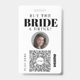 Tarjeta De Identificación Bachelorette Venmo Código QR Comprar A La Novia Un
