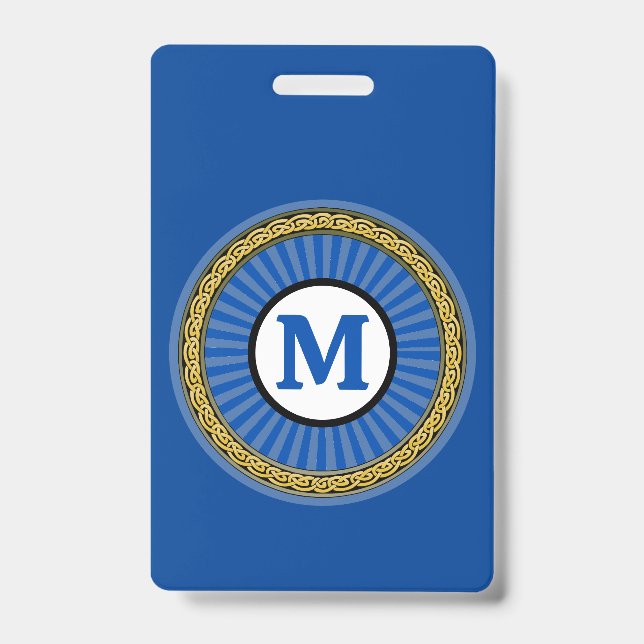 Tarjeta De Identificación Badge - Azul - Personalizado - Añadir inicial (Anverso)