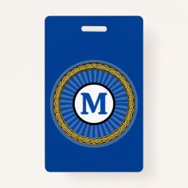 Tarjeta De Identificación Badge - Azul - Personalizado - Añadir inicial