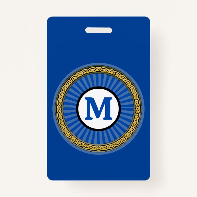 Tarjeta De Identificación Badge - Azul - Personalizado - Añadir inicial (Anverso)
