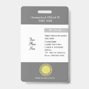 Tarjeta De Identificación Badge de estudiante privado de educación en casa s