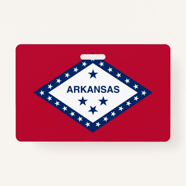 Tarjeta De Identificación Badge de nombre con bandera del estado de Arkansas (Anverso)