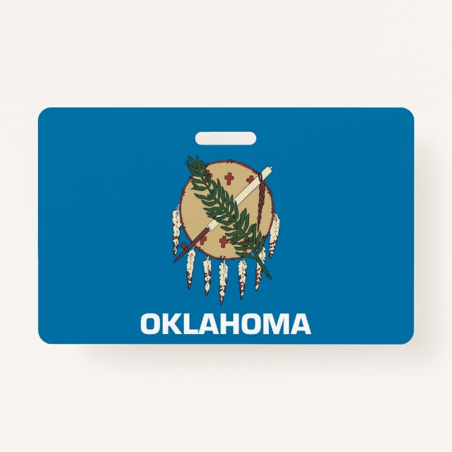 Tarjeta De Identificación Badge de nombre con bandera del estado de Oklahoma (Anverso)