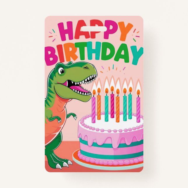 Tarjeta De Identificación Badge Feliz cumpleaños para los niños (Anverso)