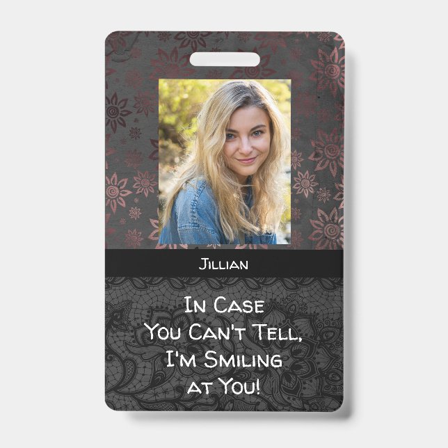 Tarjeta De Identificación Badge Funky: Compartir sonrisas mientras lleva una (Parte frontal)