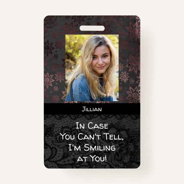 Tarjeta De Identificación Badge Funky: Compartir sonrisas mientras lleva una (Anverso)