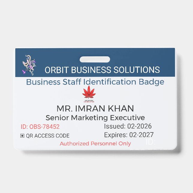 Tarjeta De Identificación Badge Identification, Badge Personnalisé | Pro ID  (Front)