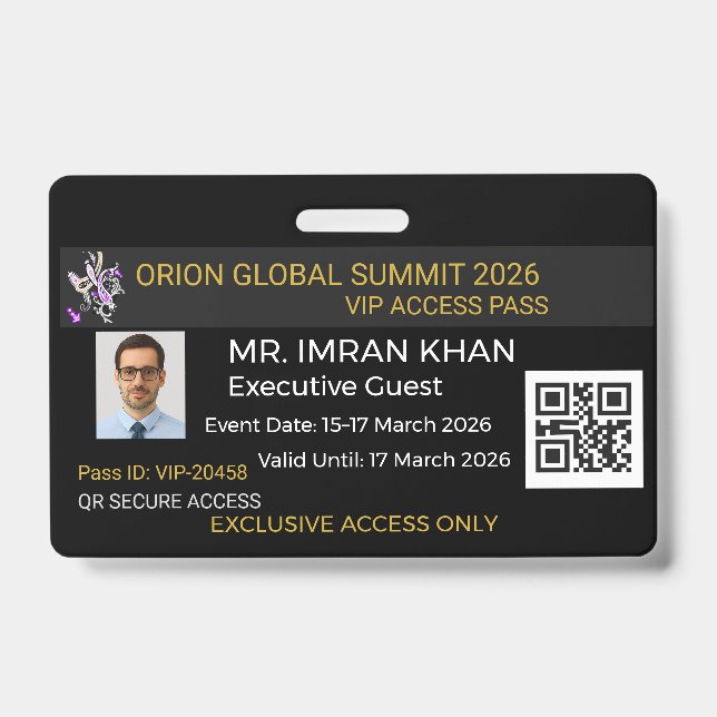 Tarjeta De Identificación badge sécurité business badge corporate badge VIP! (Parte frontal)