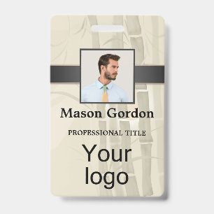 Tarjeta De Identificación Bambú, fondo beige