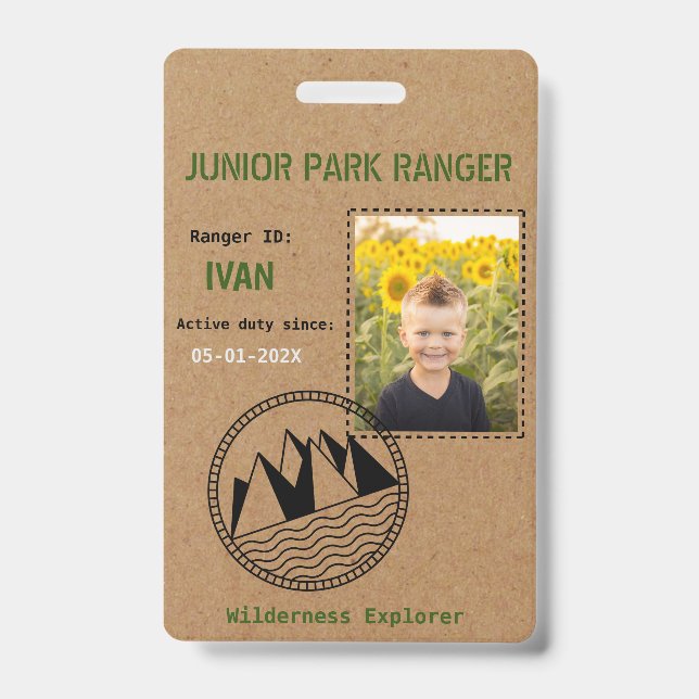 Tarjeta De Identificación Banda de fiesta de cumpleaños Junior Park Ranger (Anverso)
