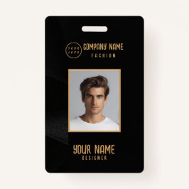 Tarjeta De Identificación Banda elegante de color negro y oro personalizada
