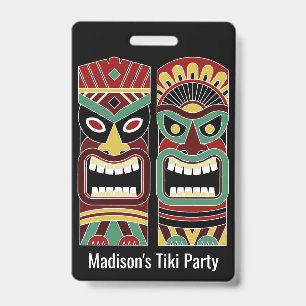Tarjeta De Identificación Bandas de texto de Tiki Totems personalizado