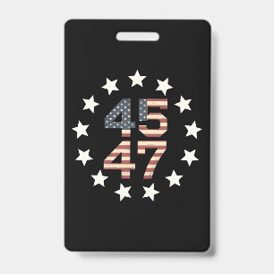 Tarjeta De Identificación Bandera Americana Vintage USA Estrellas 45 47 Trum