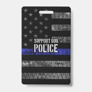 Tarjeta De Identificación Bandera angustiada de apoyo a nuestra policía