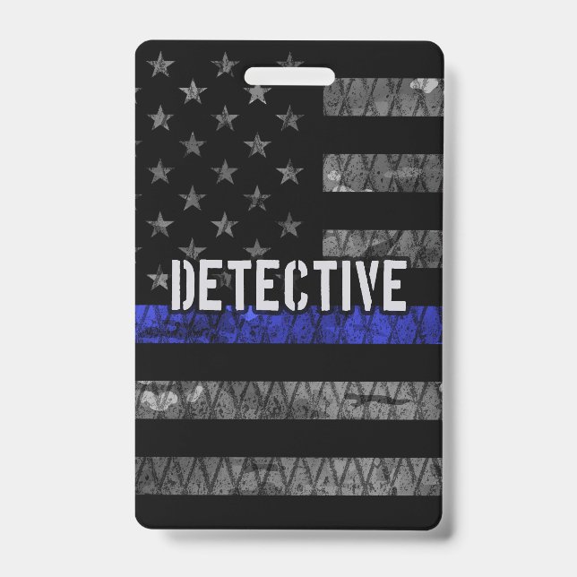 Tarjeta De Identificación Bandera angustiado de Detective Thin Blue Line (Parte frontal)