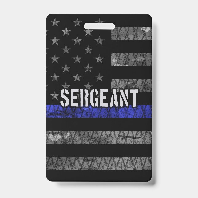 Tarjeta De Identificación Bandera angustiado del Sargento Thin Blue Line (Parte frontal)