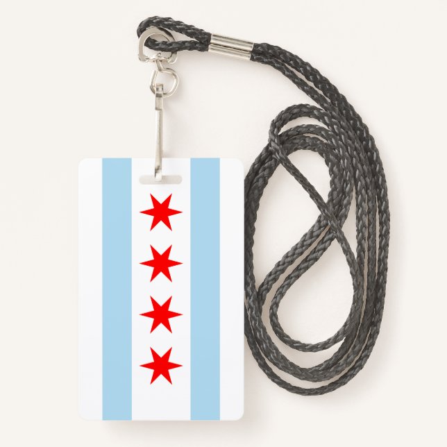 Tarjeta De Identificación Bandera de Chicago (Anverso son cordón)