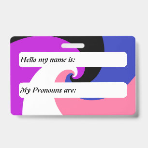 Tarjeta De Identificación Bandera de orgullo genderfluid espiral groovy pers