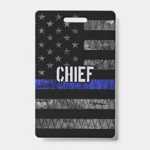 Tarjeta De Identificación Bandera de policía jefe en apuros