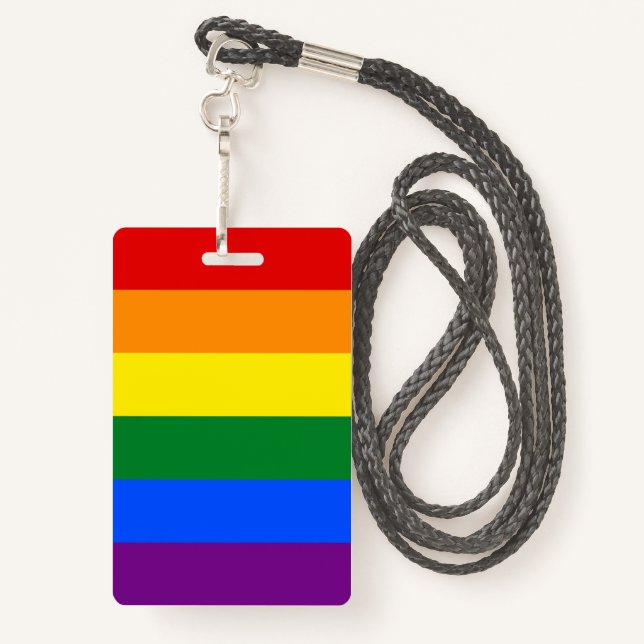 Tarjeta De Identificación Bandera del Orgullo Gay Arcoiris LGBT (Anverso con cordón)