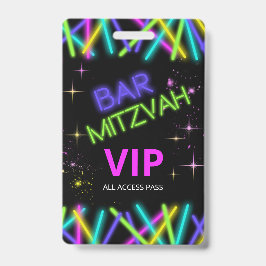 Tarjeta De Identificación Bar Mitzvah de barra de varita de neón ID991