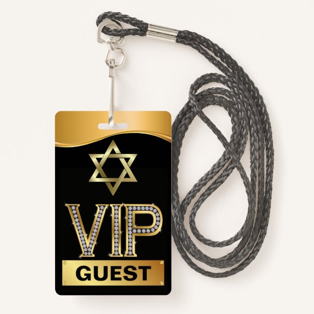 Tarjeta De Identificación Bar Mitzvah VIP Lanyard BADGE - Ver Atrás (Anverso son cordón)