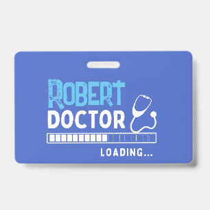 Tarjeta De Identificación Barra de carga de médico divertido futuro médico