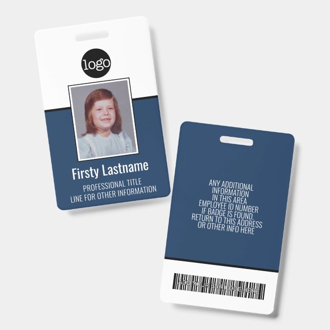 Tarjeta De Identificación Barra de código de foto vertical personalizada par (Parte frontal y trasera)