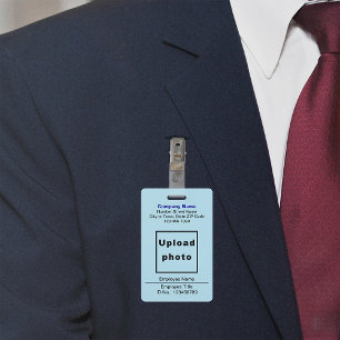 Tarjeta De Identificación Basado en texto con foto de empleado insignia azul