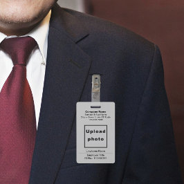 Tarjeta De Identificación Basado en texto con insignia gris de foto de emple