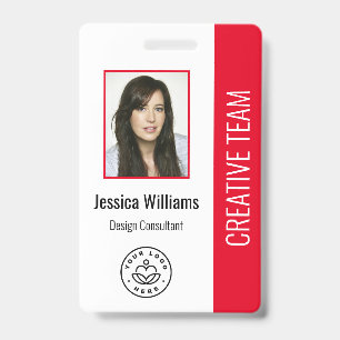 Tarjeta De Identificación Basic Company Logo Photo Red Employee ID