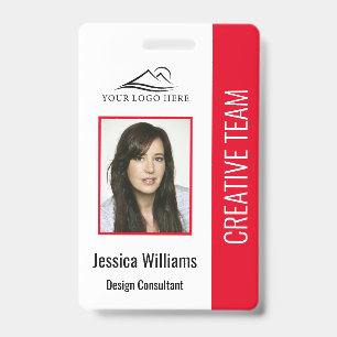 Tarjeta De Identificación Basic Company Logo Photo Red Employee Security