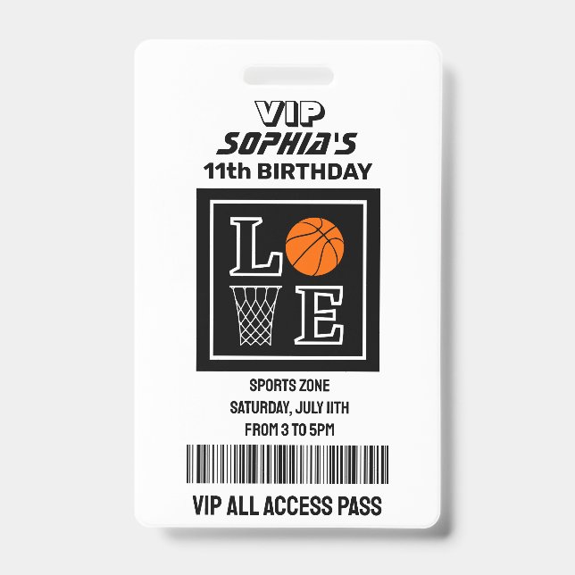 Tarjeta De Identificación Basketball Hoops, Basketball Player Birthday (Anverso)