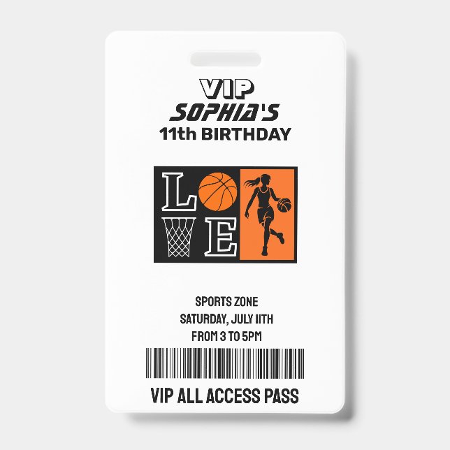 Tarjeta De Identificación Basketball Hoops, Basketball Player Birthday (Parte frontal)