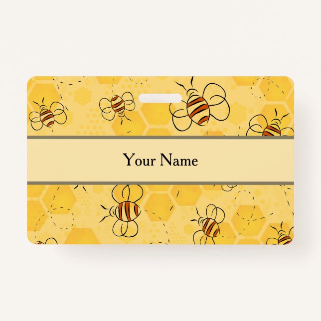 Tarjeta De Identificación Bee Buzzing Honey Bees Cute (Anverso)