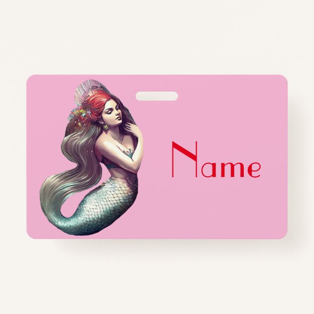 Tarjeta De Identificación Belleza de la sirena pelirroja Thunder_Cove (Anverso)