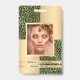 Tarjeta De Identificación Belleza de oro del leopardo verde esmeralda