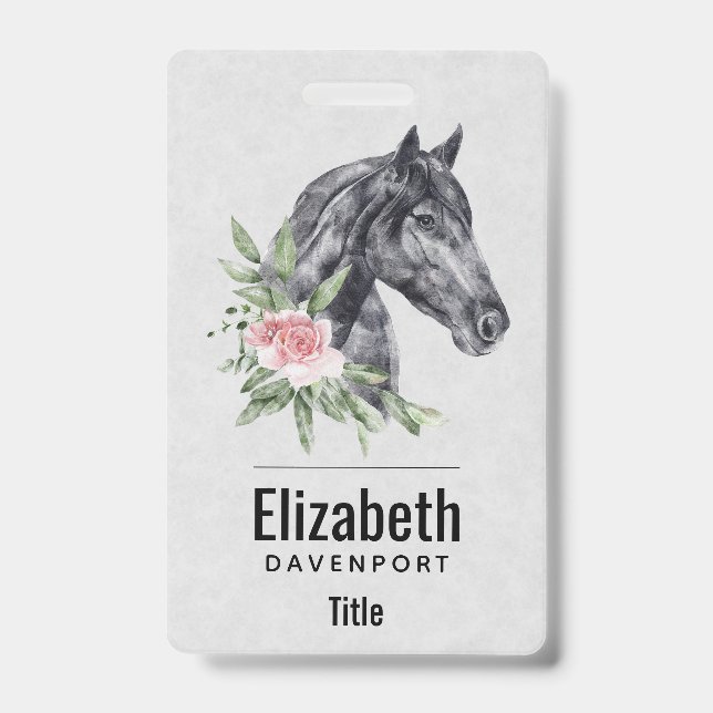 Tarjeta De Identificación Bello retrato de caballo negro al agua (Parte frontal)