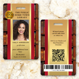 Tarjeta De Identificación Biblioteca de Retro Libros Insignia de identificac
