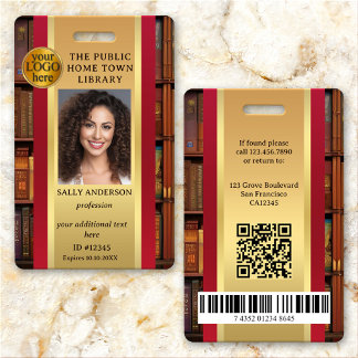 Tarjeta De Identificación Biblioteca de Retro Libros Insignia de identificac