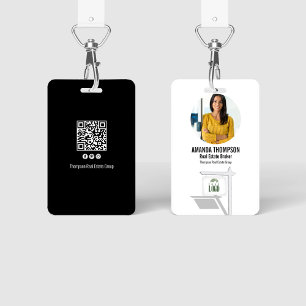 Tarjeta De Identificación Bienes Raíces Agrega tu código QR de foto de logo