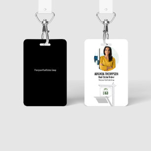 Tarjeta De Identificación Bienes Raíces Agrega tu logotipo Foto personalizad
