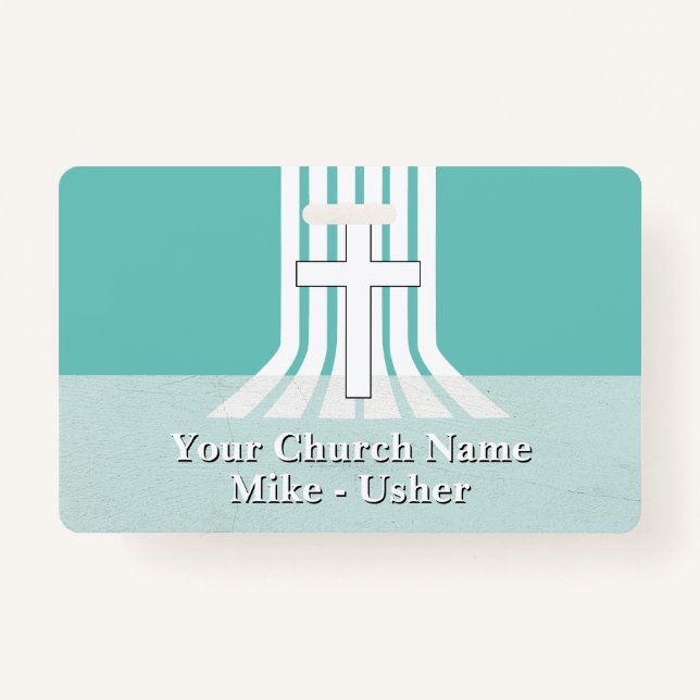 Tarjeta De Identificación Bienvenida a la Iglesia Cristiana Blanca Verde azu (Anverso)