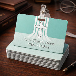 Tarjeta De Identificación Bienvenida a la Iglesia Cristiana Blanca Verde azu