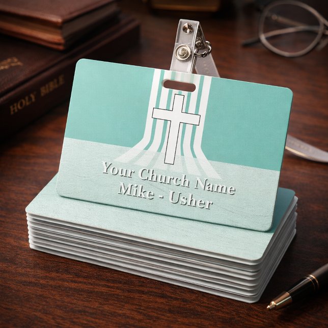 Tarjeta De Identificación Bienvenida a la Iglesia Cristiana Blanca Verde azu (Subido por el creador)